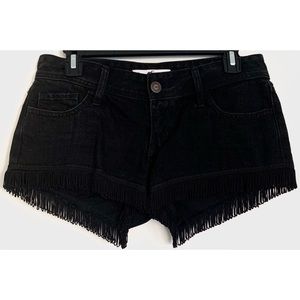 Abercrombie & Fitch Black Denim Fringe Shorts